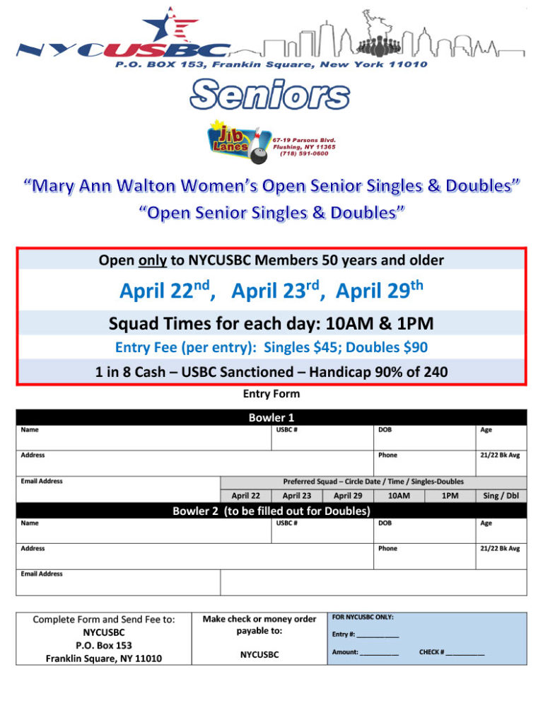 SENIOR & MARY ANN WALTON TOURNAMENTS New York City USBC